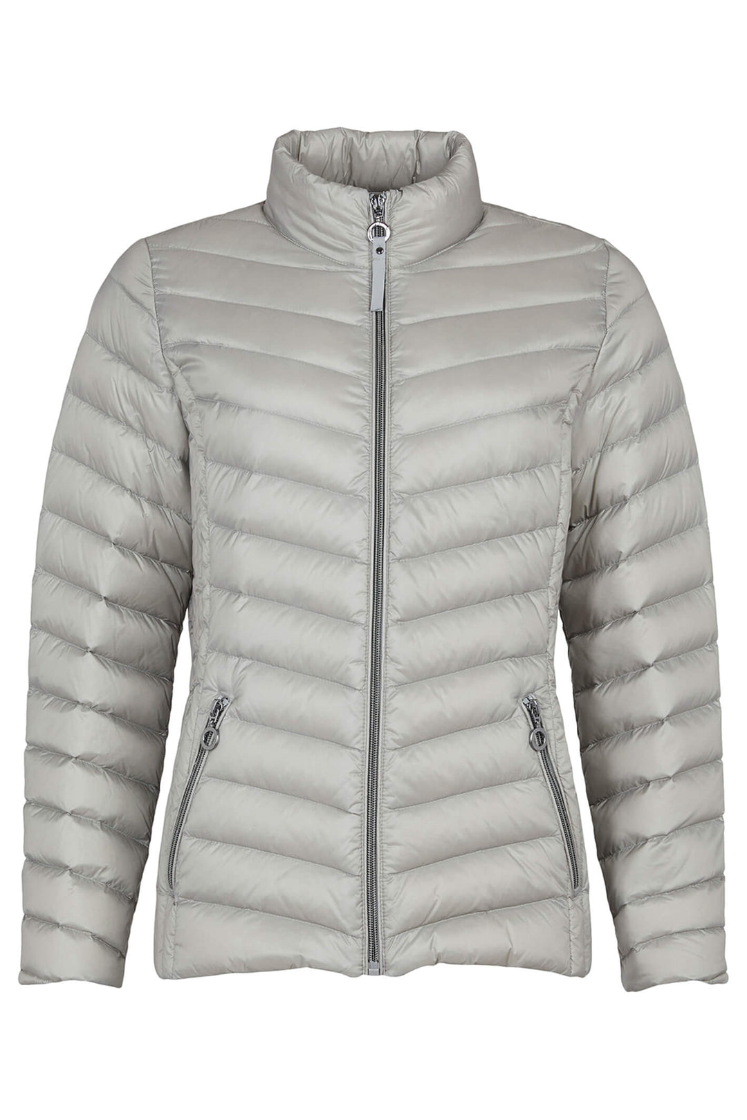Frandsen 528-588-44 Silver Grey Padded Zip Front Jacket - Dotique