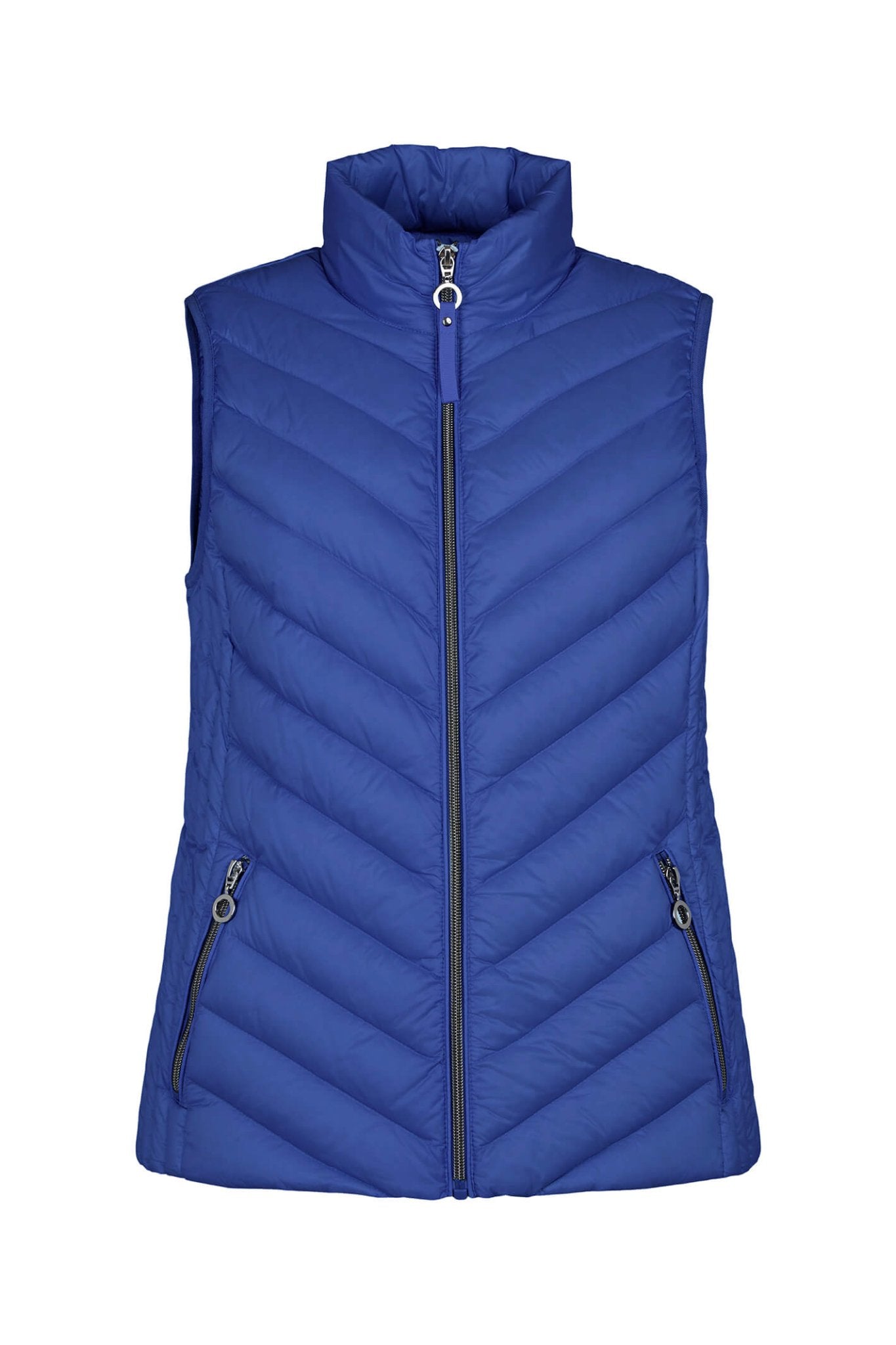 Frandsen 529-588-67 Royal Blue High Neck Padded Gilet - Dotique