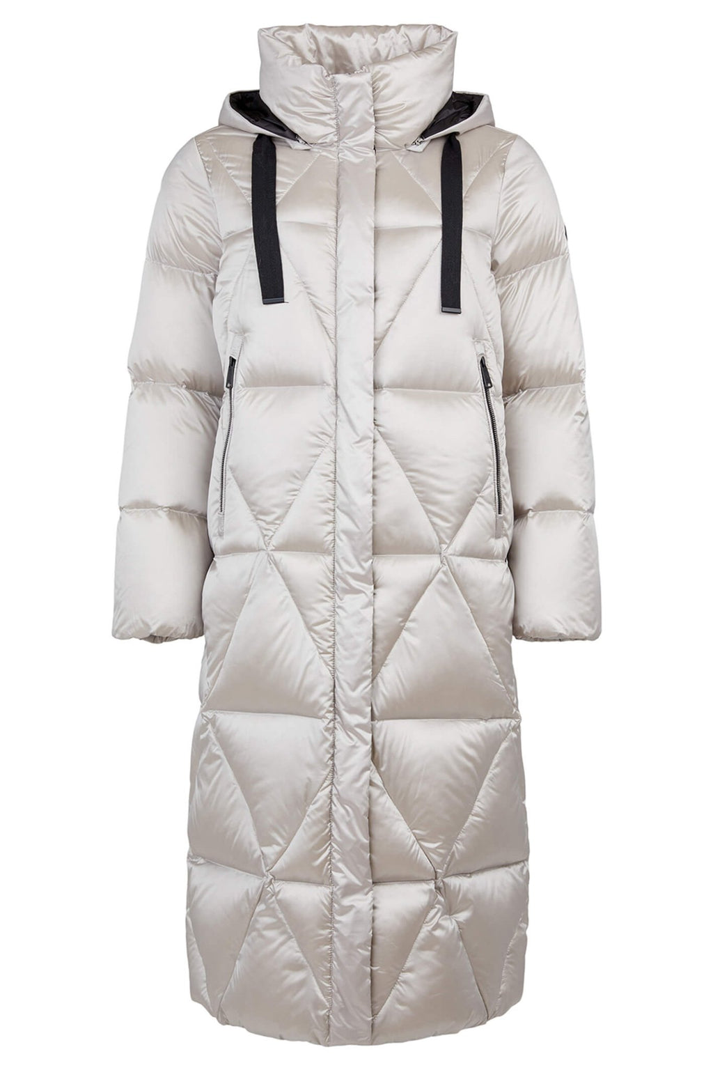 Frandsen 567-580-1190 Silver Grey Long Quilted Down Coat - Dotique