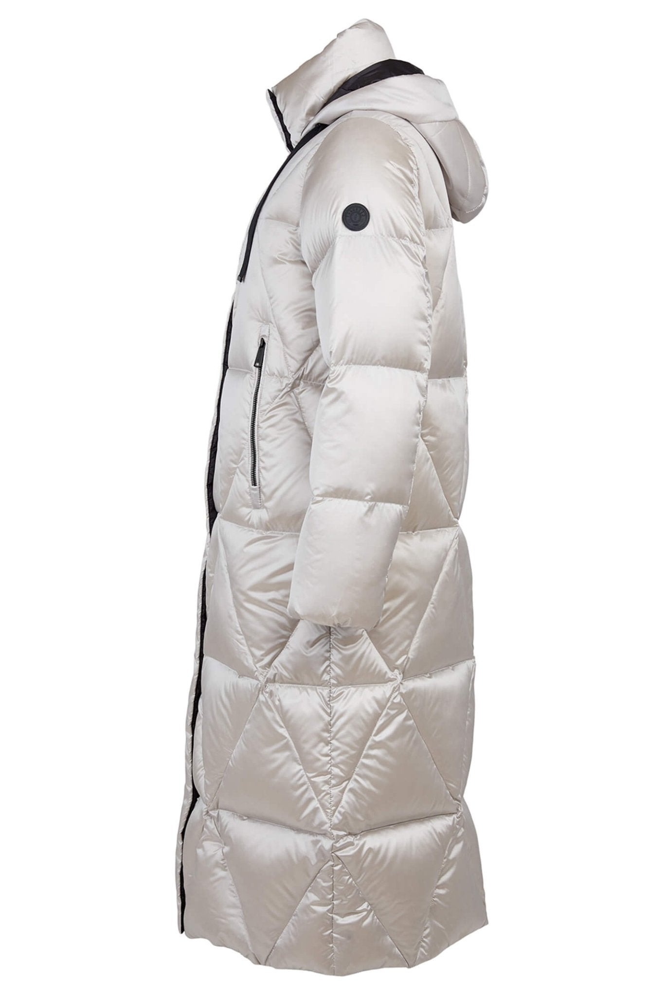 Frandsen 567-580-1190 Silver Grey Long Quilted Down Coat - Dotique