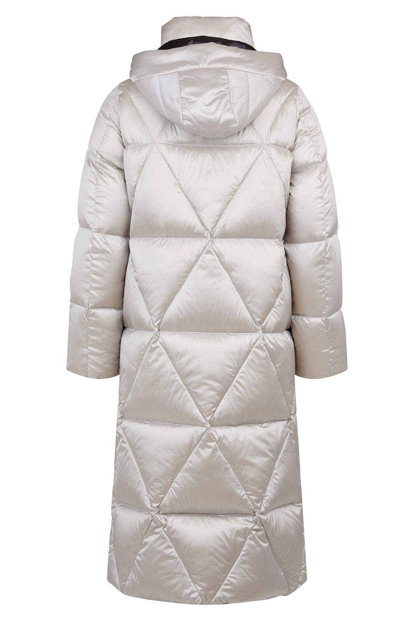 Frandsen 567-580-1190 Silver Grey Long Quilted Down Coat - Dotique