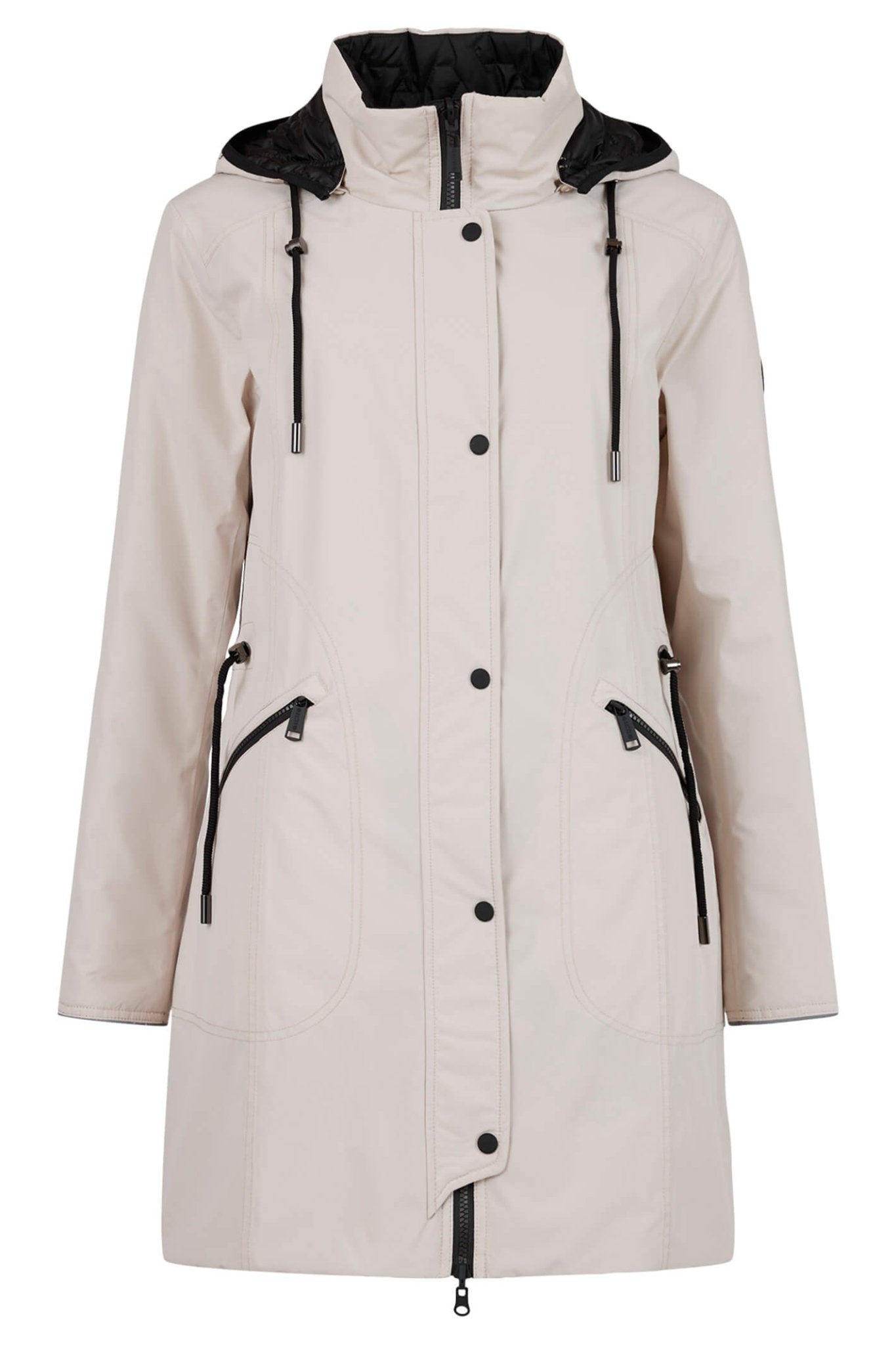 Frandsen 756-448-1190 Stone Black Reversible Quilted Rain Coat - Dotique