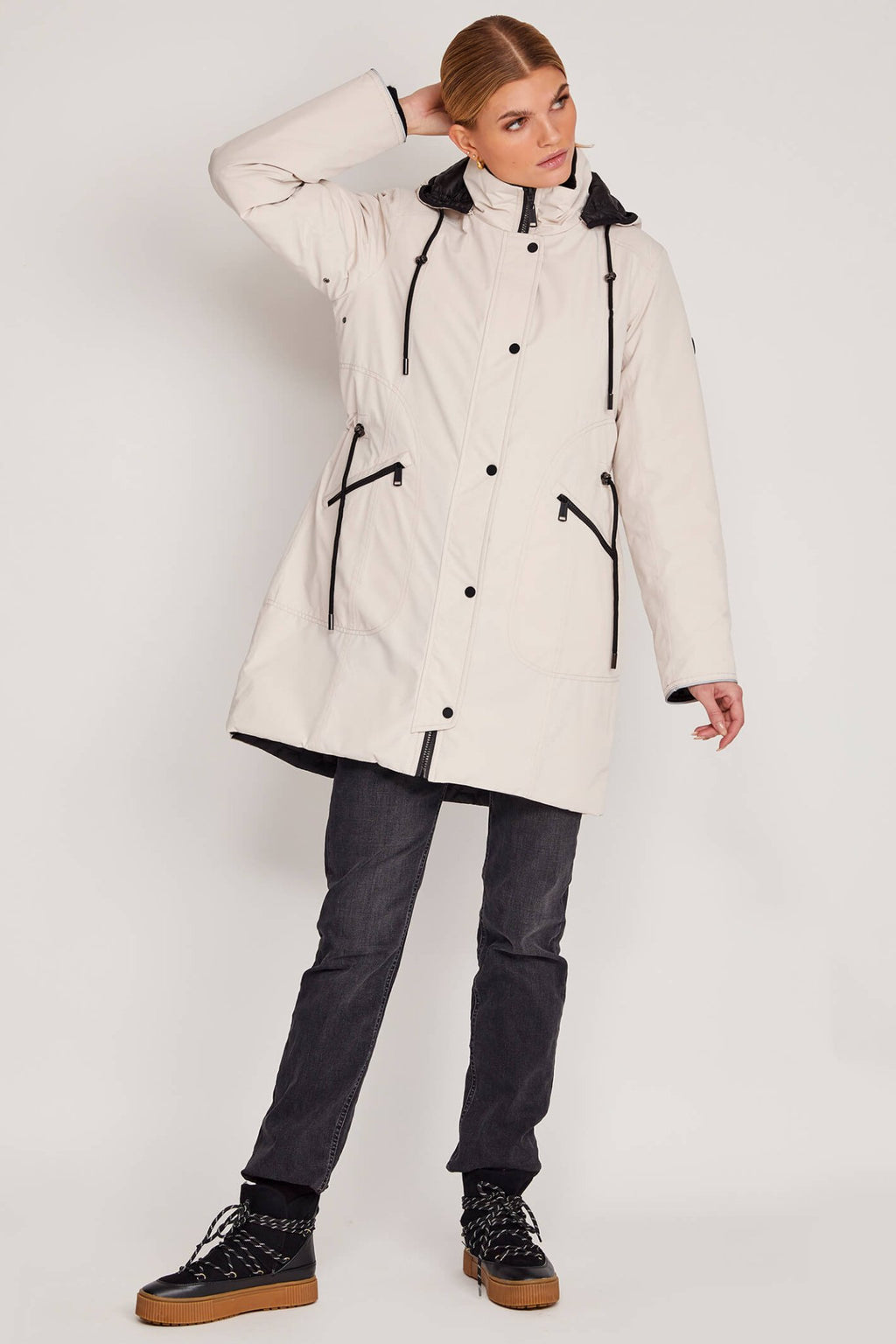 Frandsen 756-448-1190 Stone Black Reversible Quilted Rain Coat - Dotique