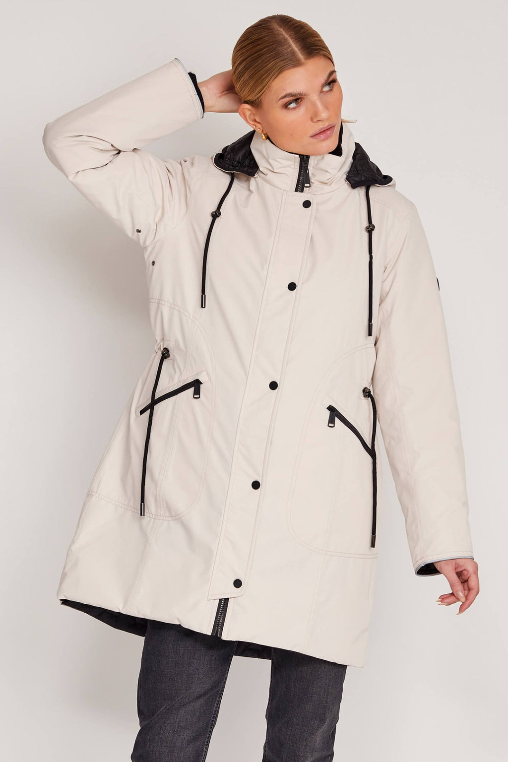 Frandsen 756-448-1190 Stone Black Reversible Quilted Rain Coat - Dotique