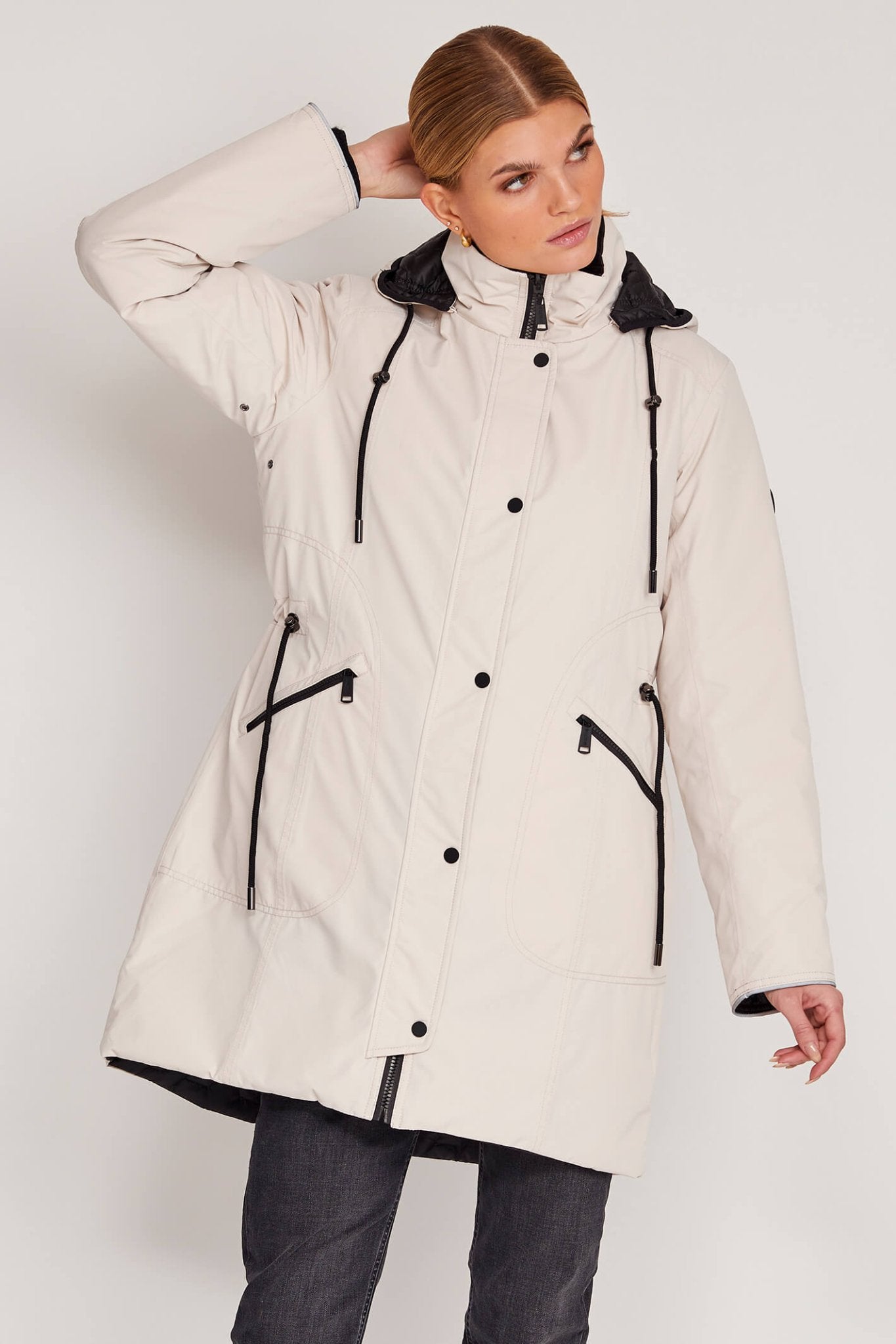 Frandsen 756-448-1190 Stone Black Reversible Quilted Rain Coat - Dotique