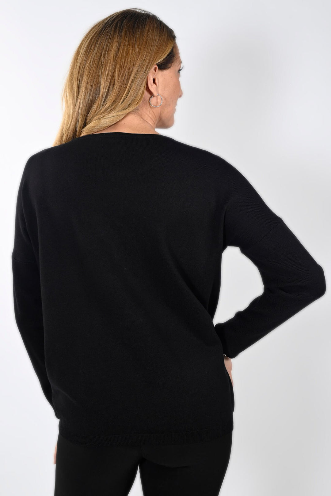 Frank Lyman 233821U Black Diamante Star Long Sleeve Top - Dotique