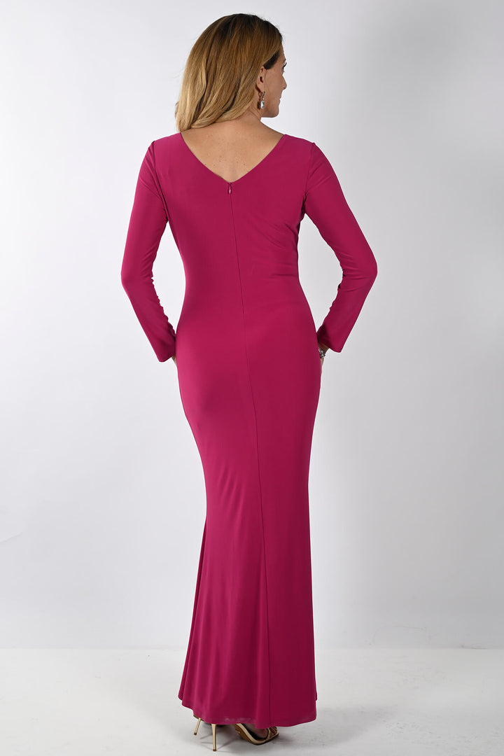 Frank Lyman 239019 Fuchsia Pink Long Evening Dress - Dotique