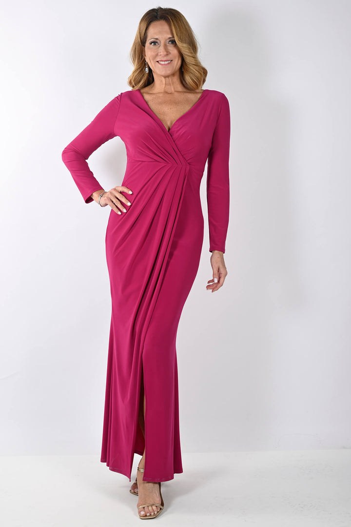 Frank Lyman 239019 Fuchsia Pink Long Evening Dress - Dotique