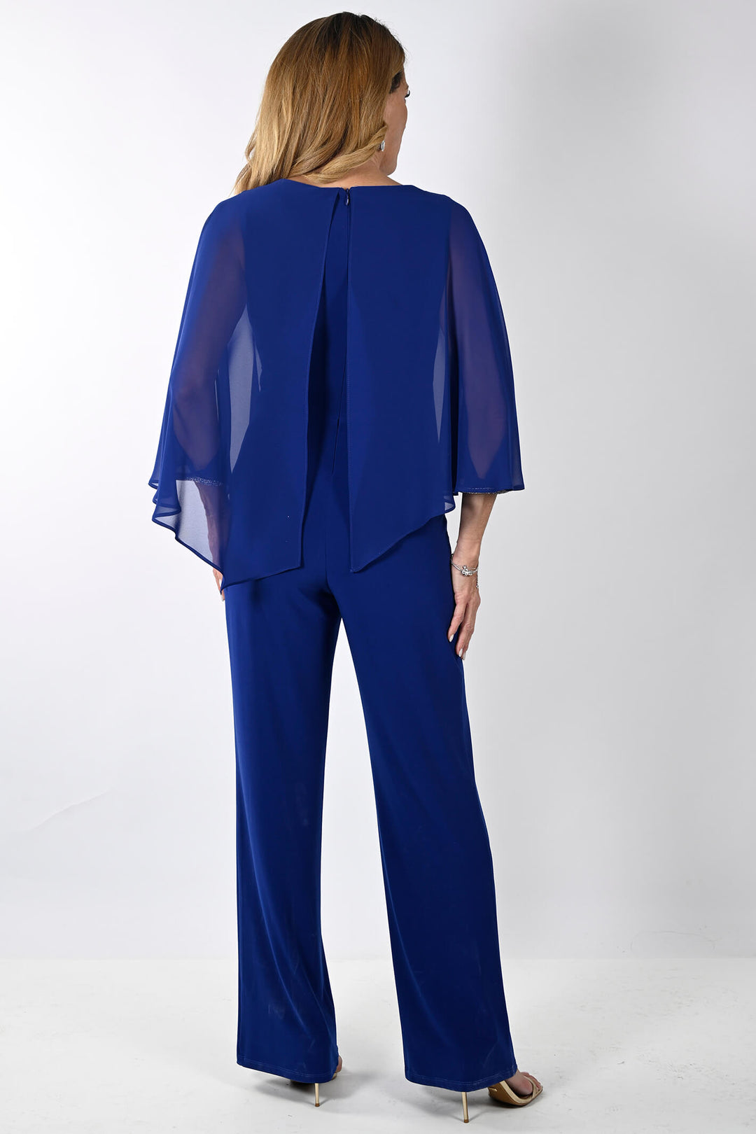 Frank Lyman 239197 Imperial Blue Cape Jumpsuit - Dotique