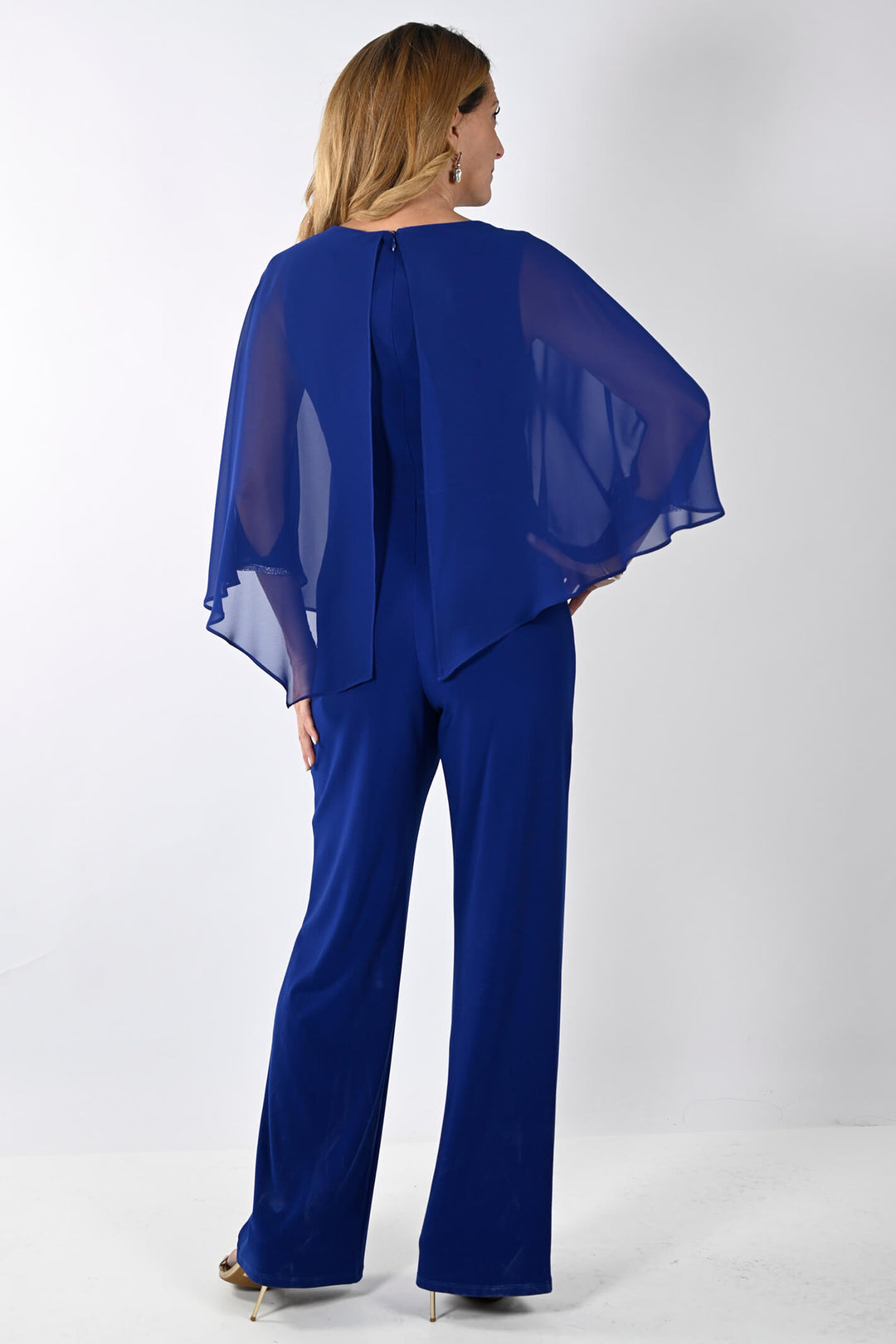 Frank Lyman 239197 Imperial Blue Cape Jumpsuit - Dotique