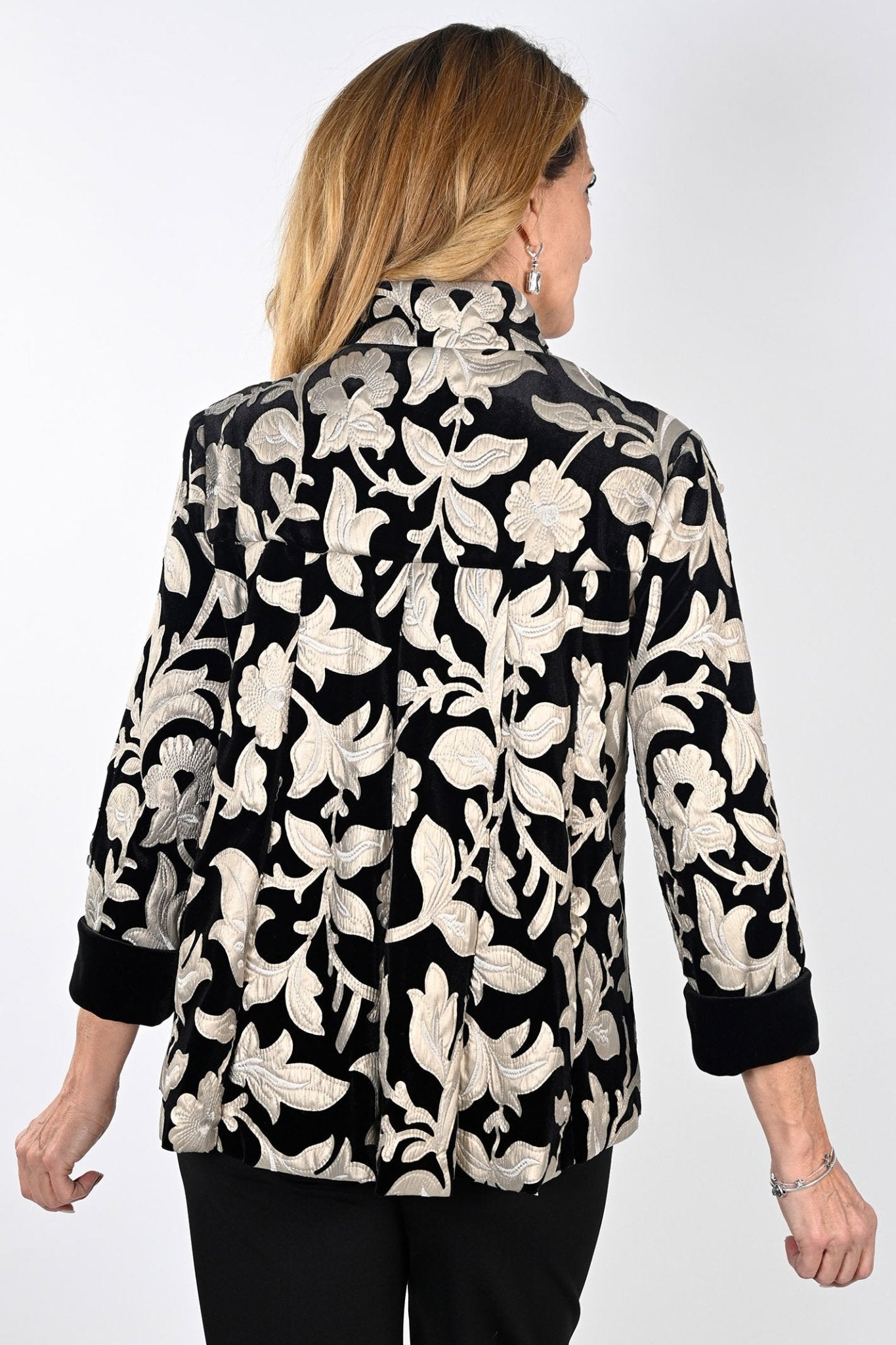 Frank Lyman 239386 Black Applique High Neck Jacket - Dotique