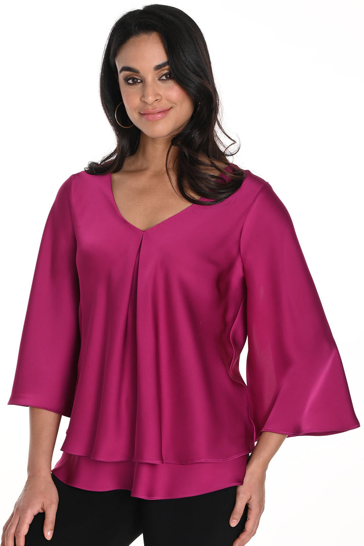 Frank Lyman 241162 Magenta Pink Satin Top - Dotique