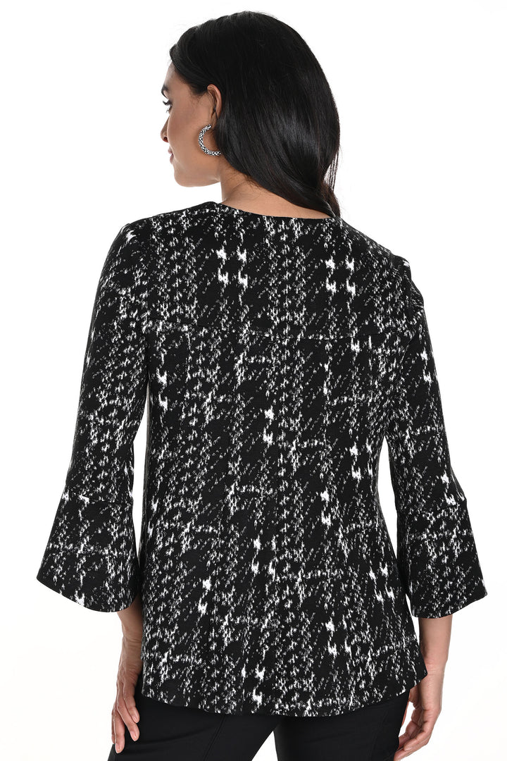 Frank Lyman 243348 Black Off White Round Neck Jacket - Dotique