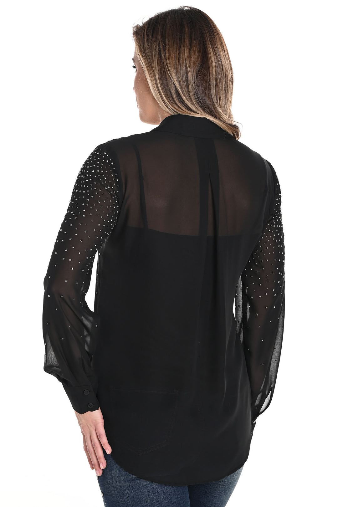 Frank Lyman 243414U Black Blouse Stud Detail Cami Lining - Dotique