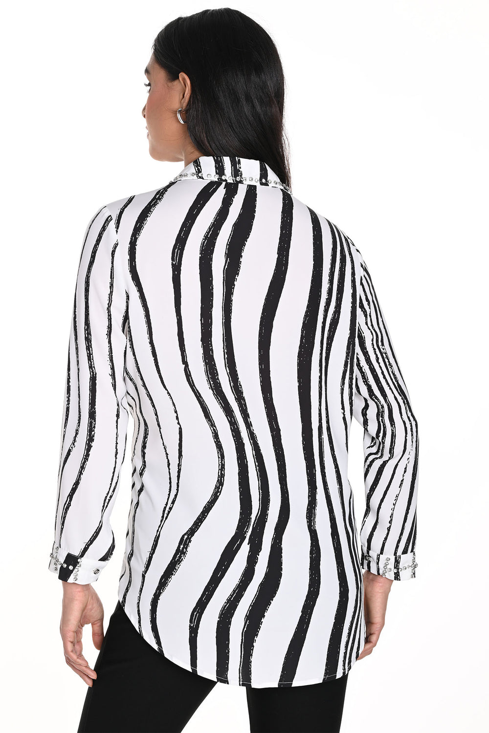 Frank Lyman 243480U Off White Black Print Blouse - Dotique