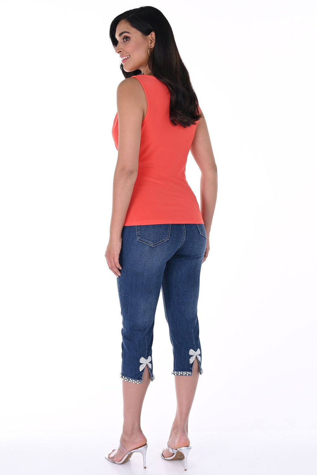 Frank Lyman 246271u Denim Crop Jean with Bow and Pearl Detail - Dotique