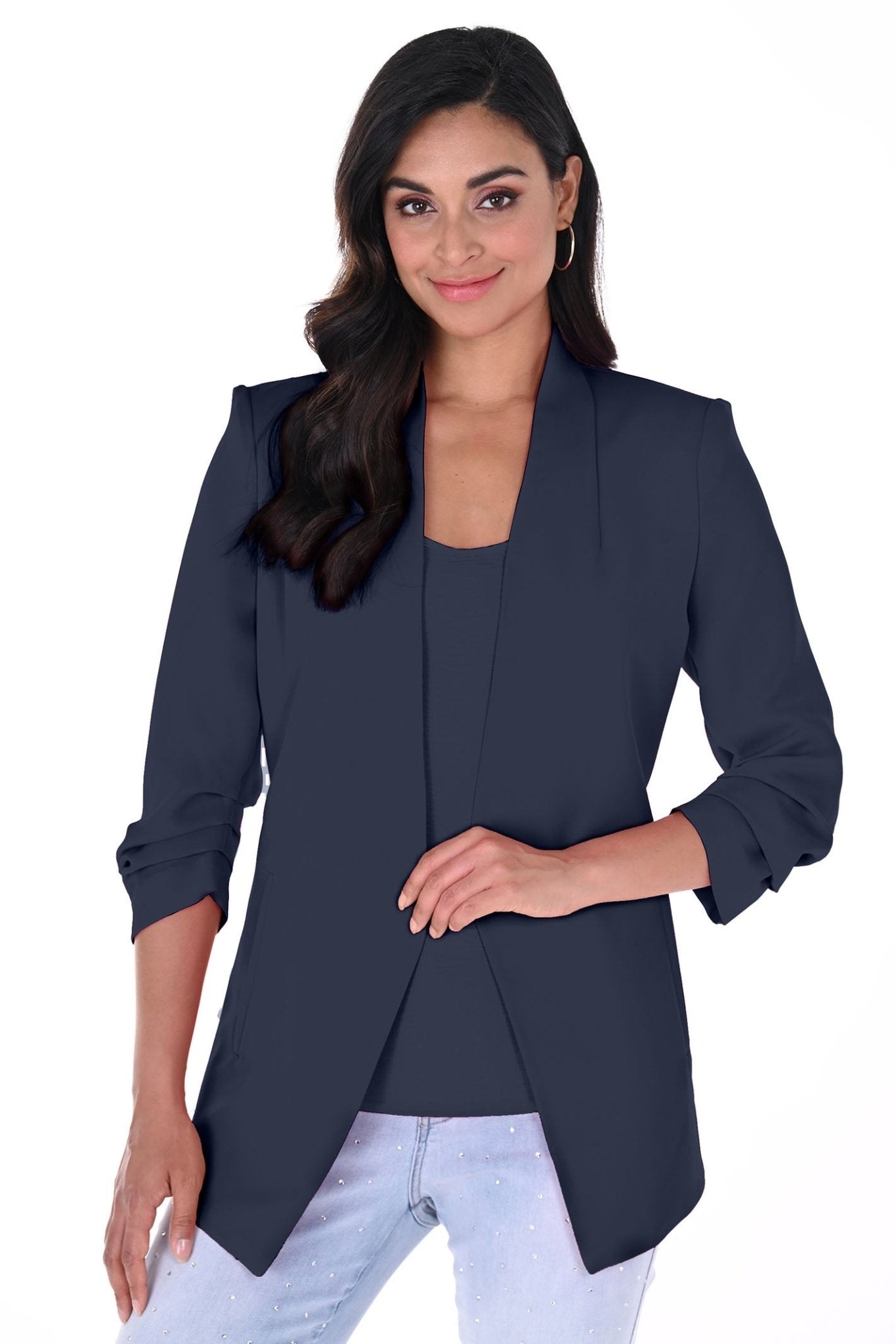 Frank Lyman 246343 Midnight Navy Open Front Jacket - Dotique - Frank Lyman