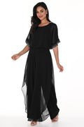 Frank Lyman 248015 Black Chiffon Overlay Jumpsuit - Dotique