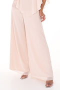 Frank Lyman 248027 Champagne Wide Leg Chiffon Trousers - Dotique