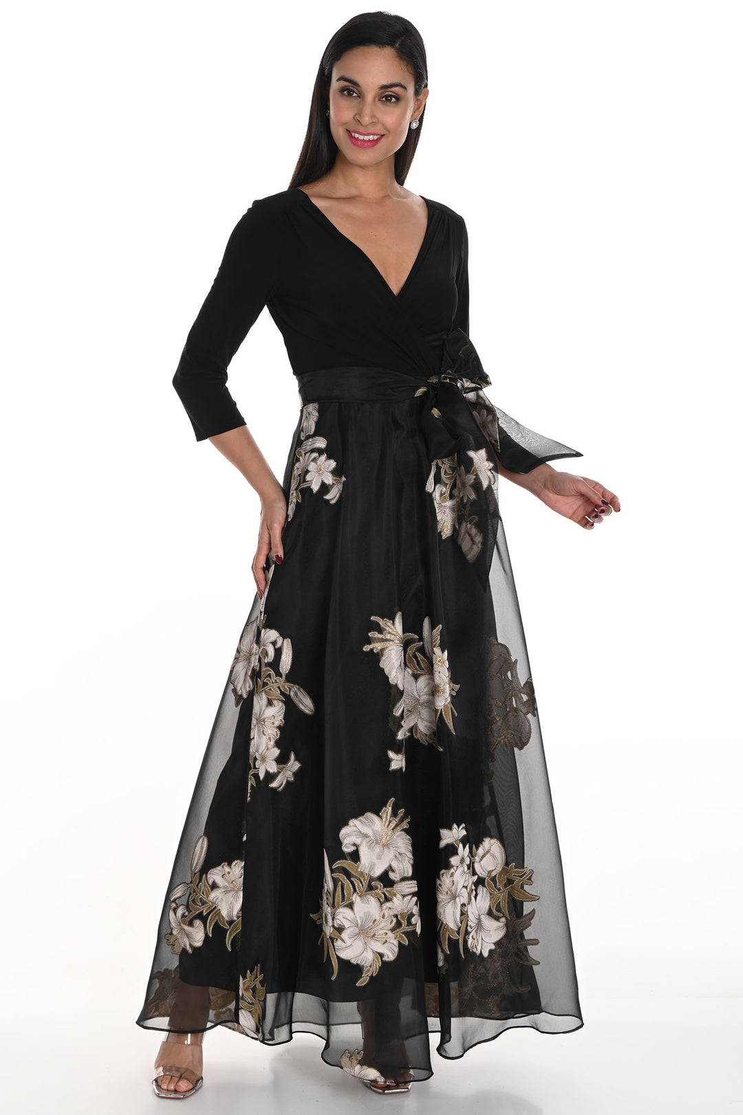 Frank Lyman 249419U Black Champagne Evening Dress - Dotique