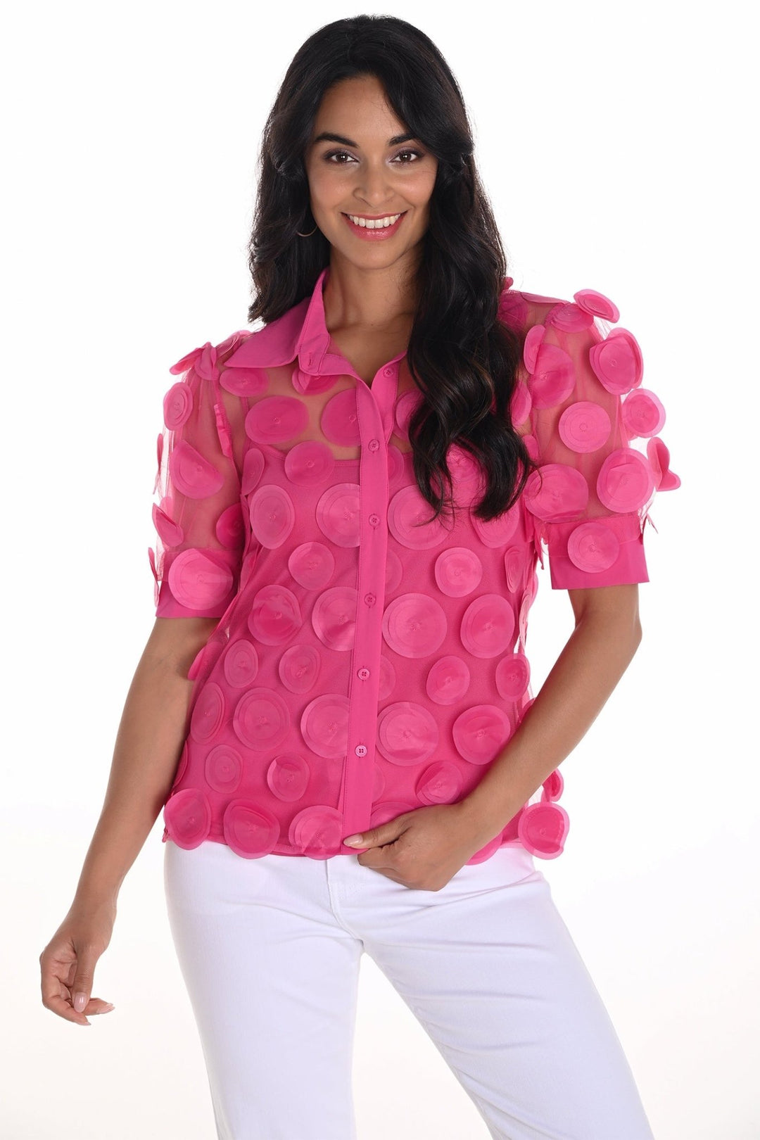 Frank Lyman 251536 Fuchsia Pink Two Piece Disc Top - Dotique