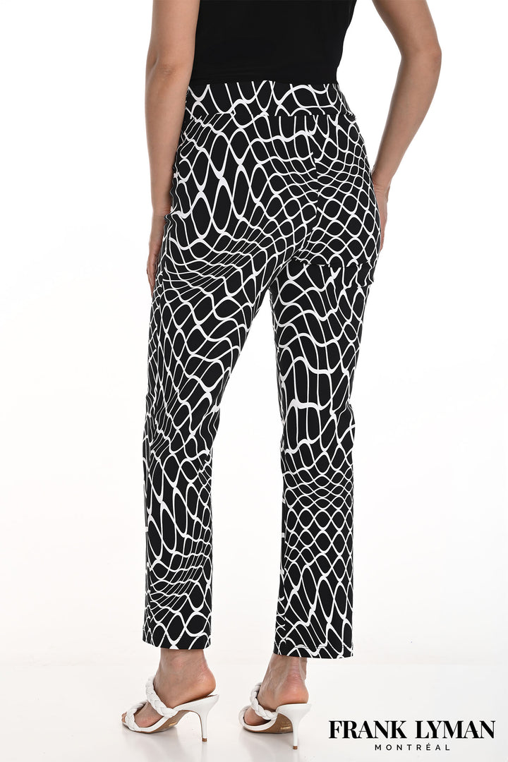 Frank Lyman 256251 Black White Print Pull-On Trousers - Dotique