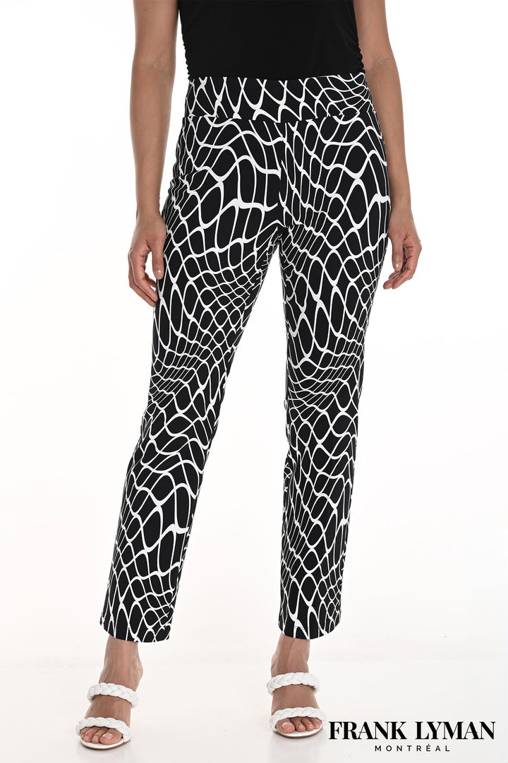 Frank Lyman 256251 Black White Print Pull-On Trousers - Dotique