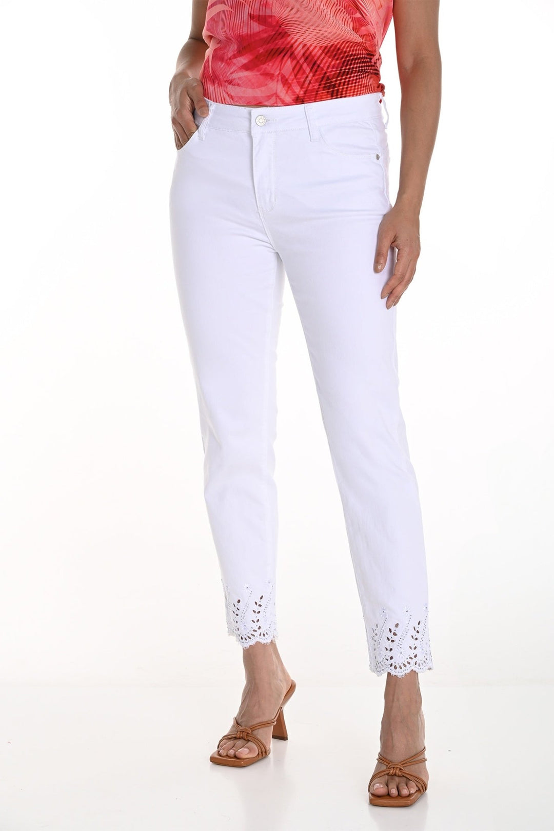Frank Lyman 256715U White Crystal Detail Jeans - Dotique