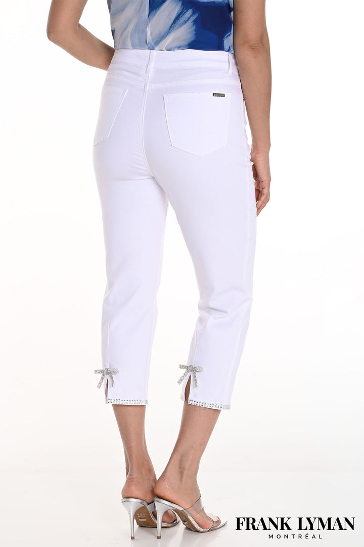 Frank Lyman 256735U White Cropped Trousers Bow Detail - Dotique