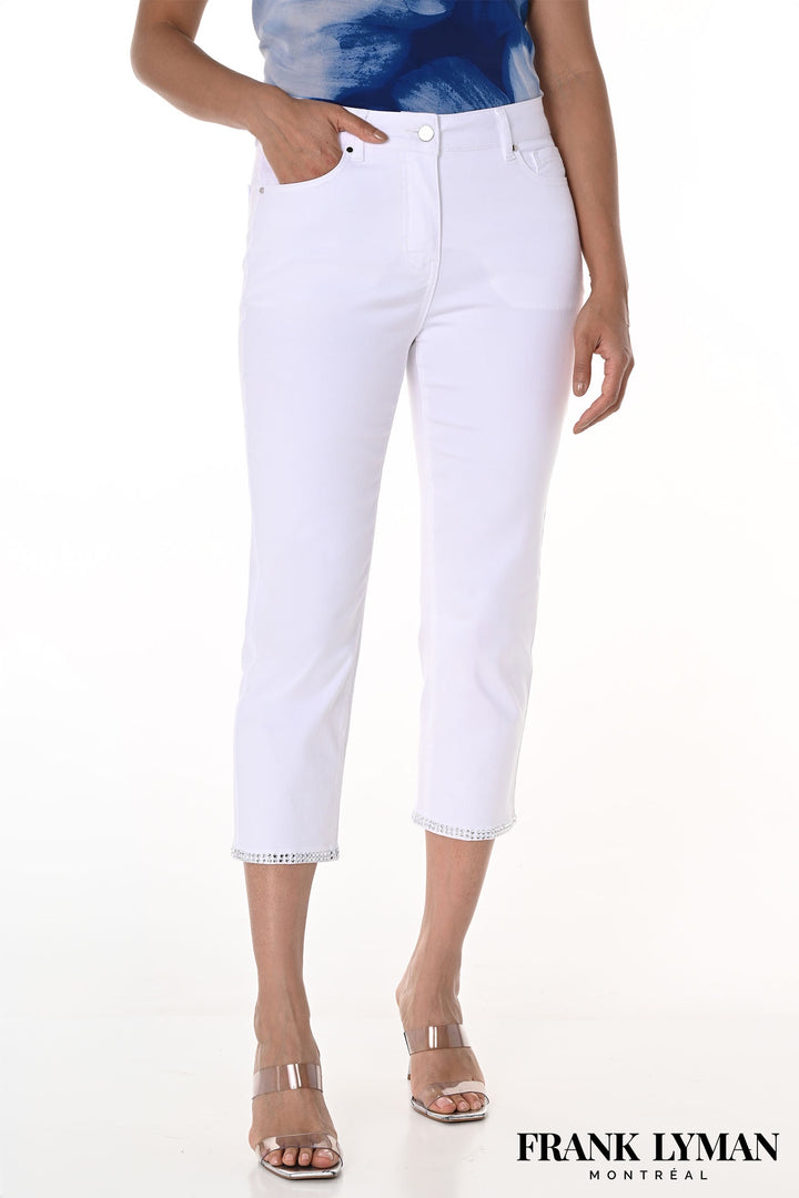 Frank Lyman 256735U White Cropped Trousers Bow Detail - Dotique