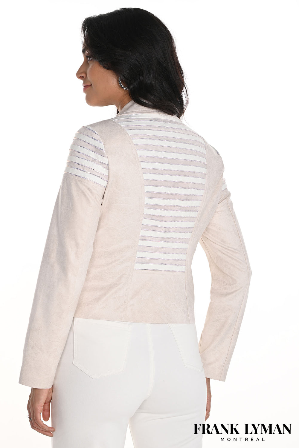 Frank Lyman 256770U Off White Zip Biker Style Jacket - Dotique