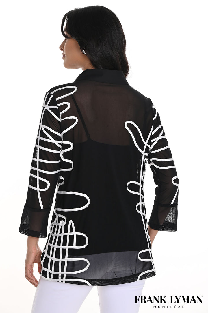 Frank Lyman 256791U Black White Mesh Jacket - Dotique