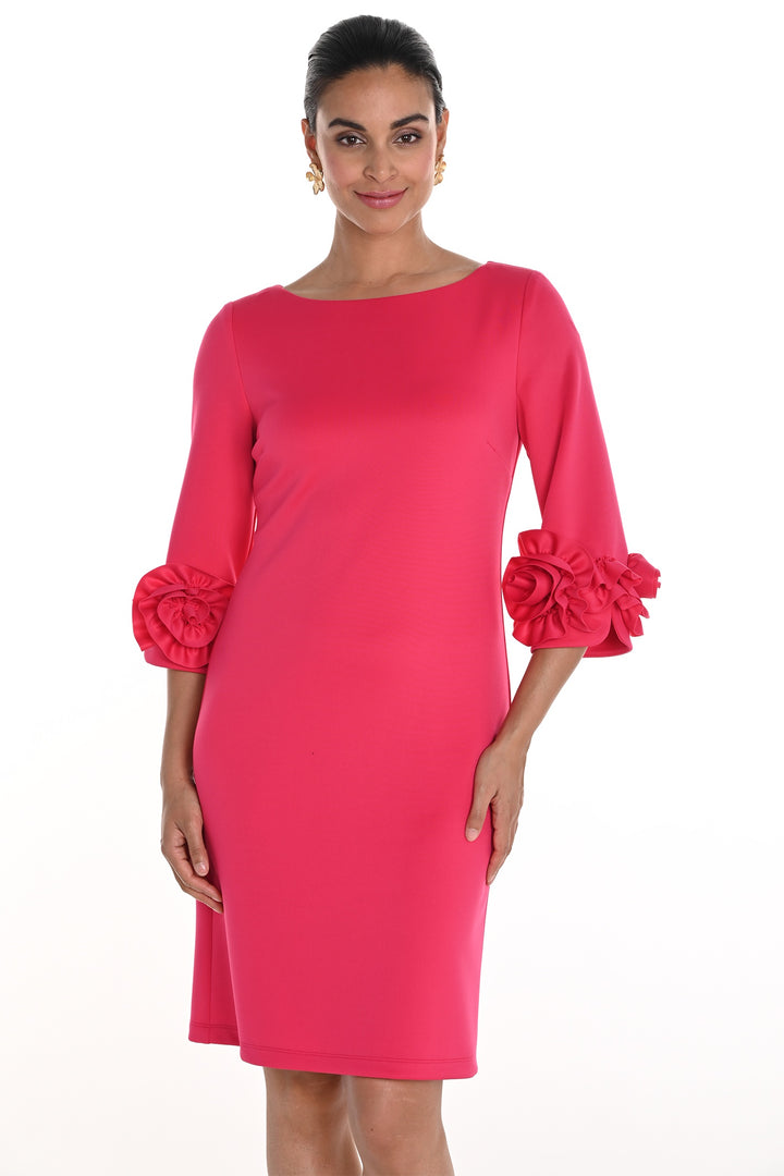 Frank Lyman 258156 Fuchsia Pink Ruffle Sleeve Occasion Dress - Dotique