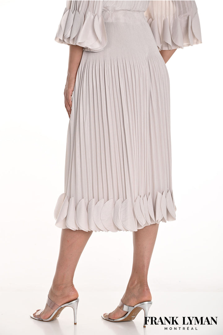 Frank Lyman 258730u Beige Petal Hem Pleated Skirt - Dotique