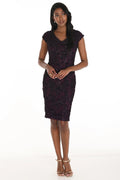 Frank Lyman 259223 Berry Purple V - Neck Floral Fabric Dress - Dotique - Frank Lyman