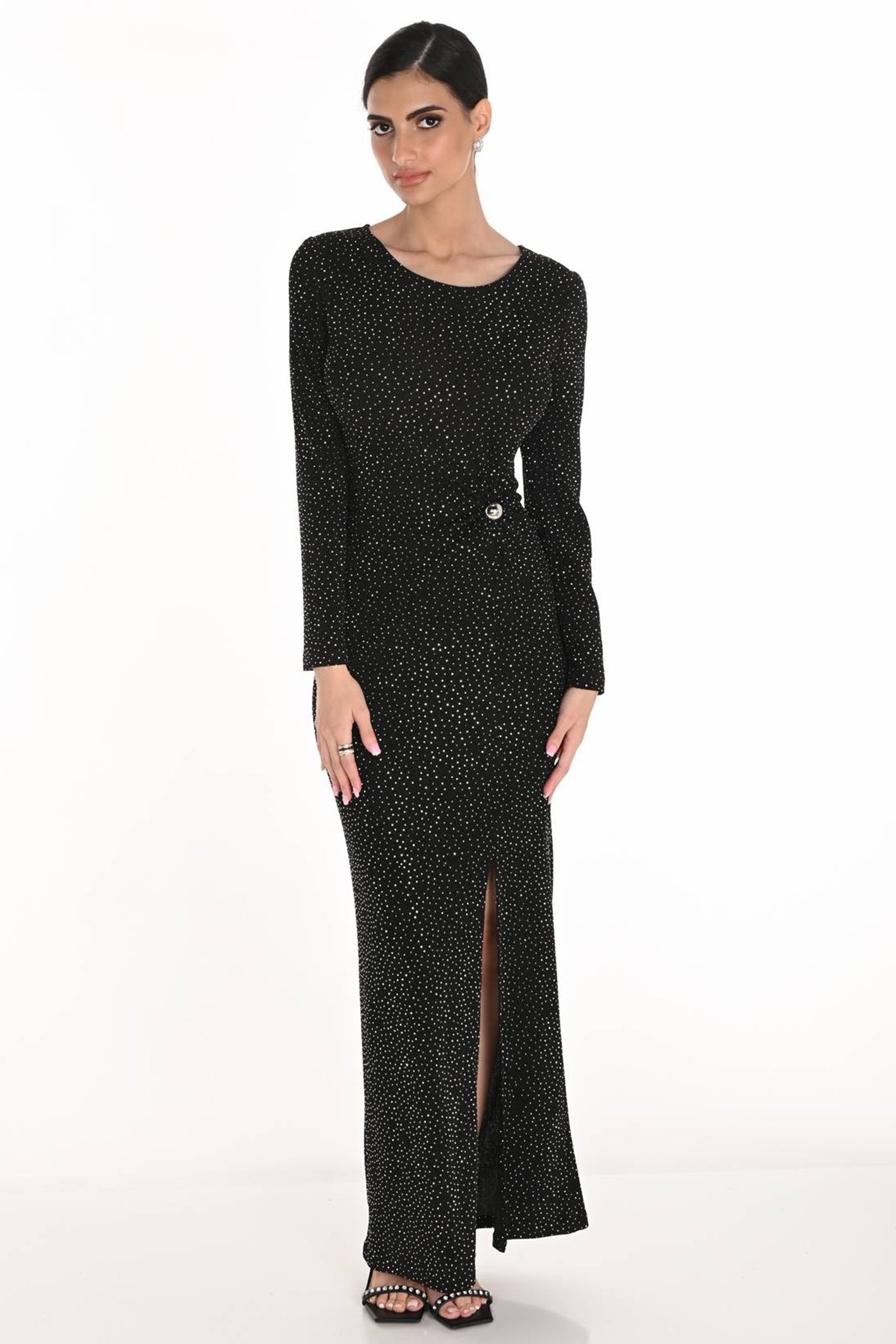 Frank Lyman 259260 Black & Silver Glitter Lurex Fabric Dress - Dotique