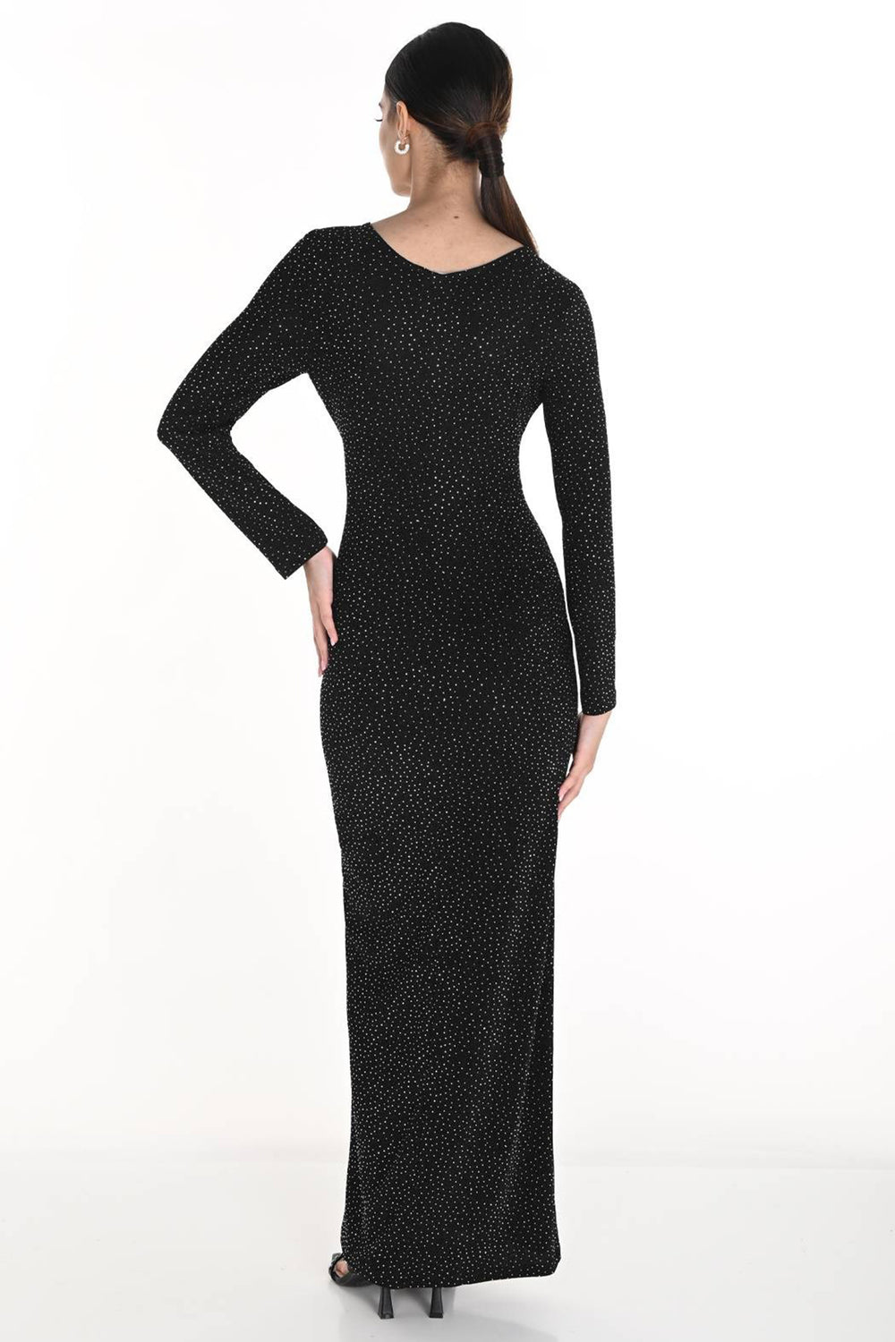 Frank Lyman 259260 Black & Silver Glitter Lurex Fabric Dress - Dotique