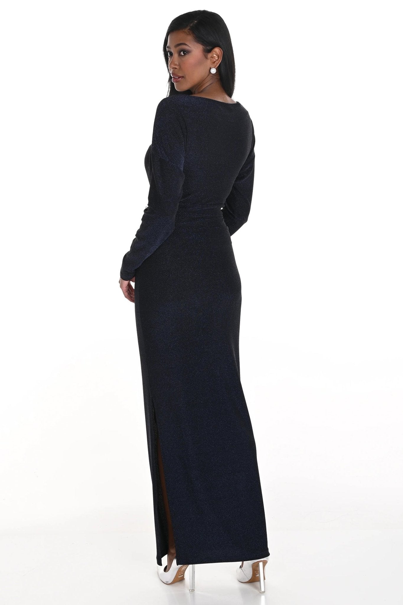 Frank Lyman 259298 Twilight Navy Wide Neck Evening Dress - Dotique - Frank Lyman