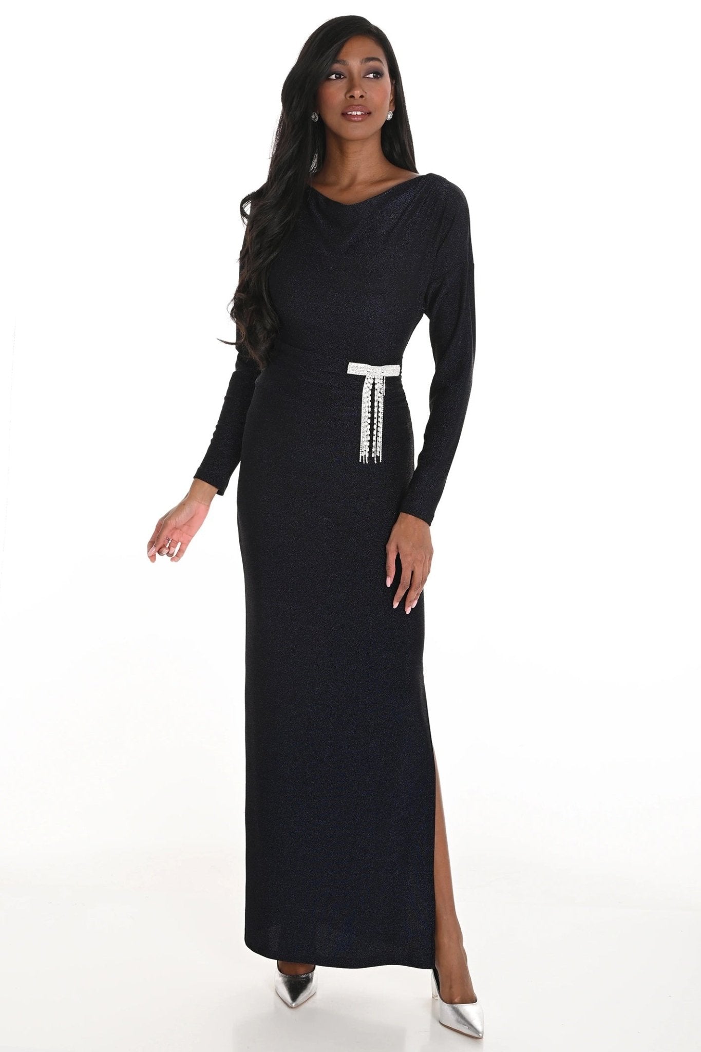 Frank Lyman 259298 Twilight Navy Wide Neck Evening Dress - Dotique - Frank Lyman