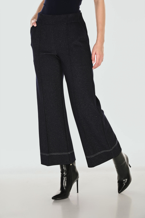 Frank Lyman 263290 Full-Length Wide-Leg Navy Trousers with Metallic Shop Frank Lyman at Dotique