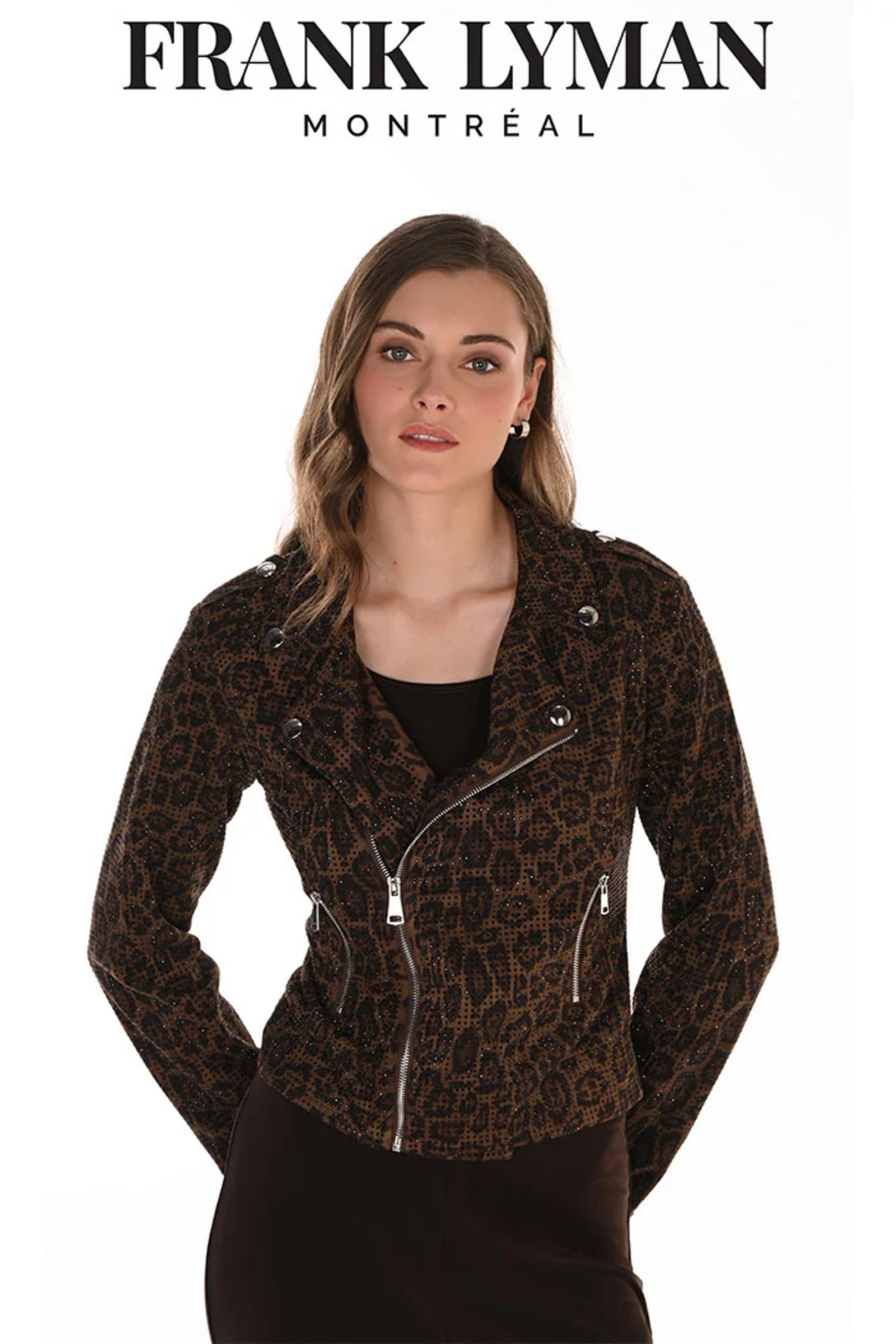 Frank Lyman 263702 Jacket Leopard Print with Diamanté Detailing