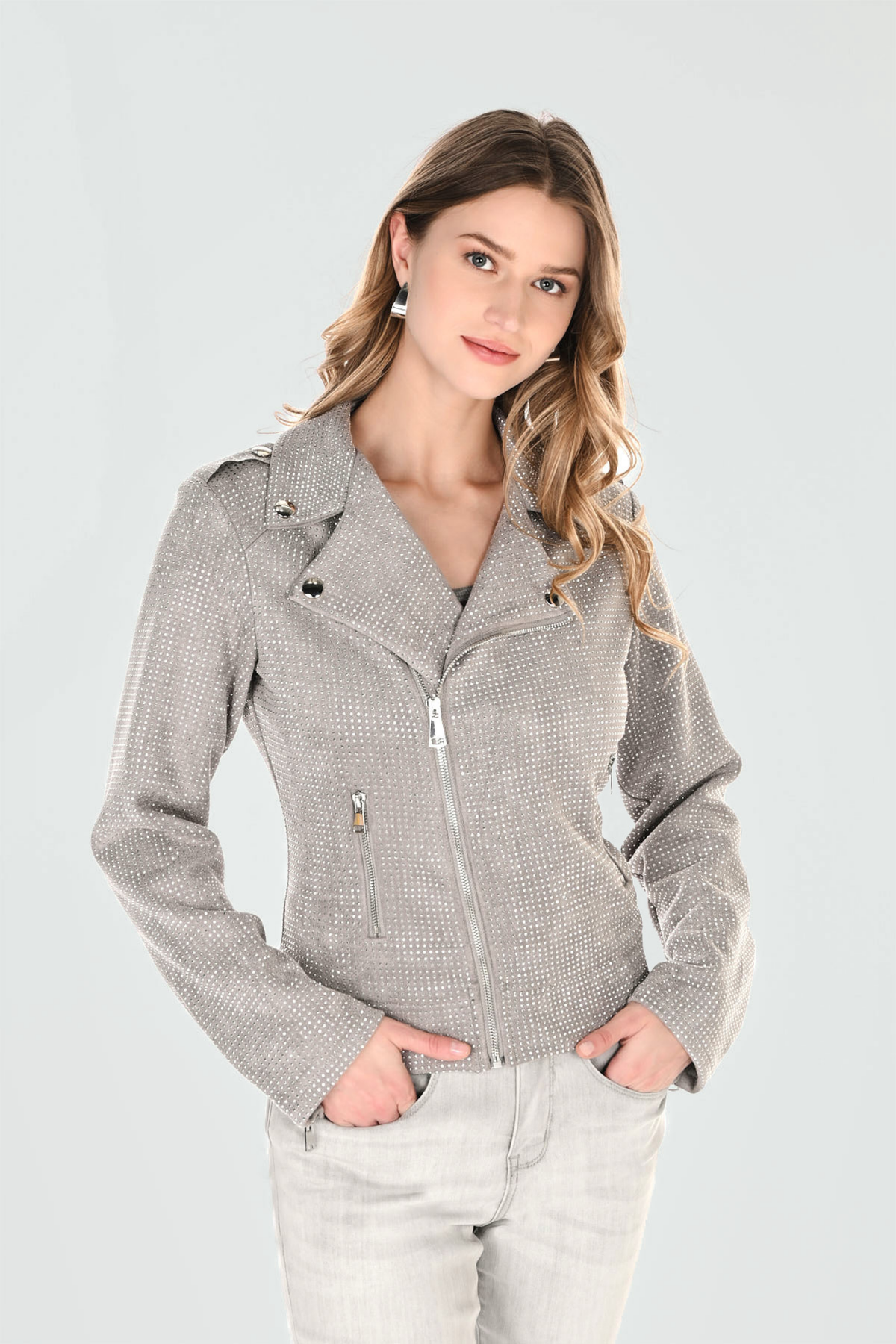 Frank Lyman 266596 Jacket Grey with Diamante Detailing