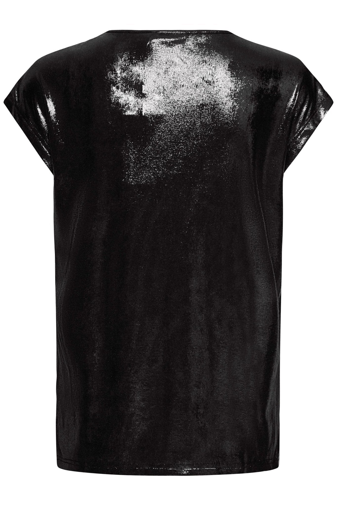 Fransa 20615117 FRFRANNY Metallic Black Cap Sleeve Top - Dotique - Fransa