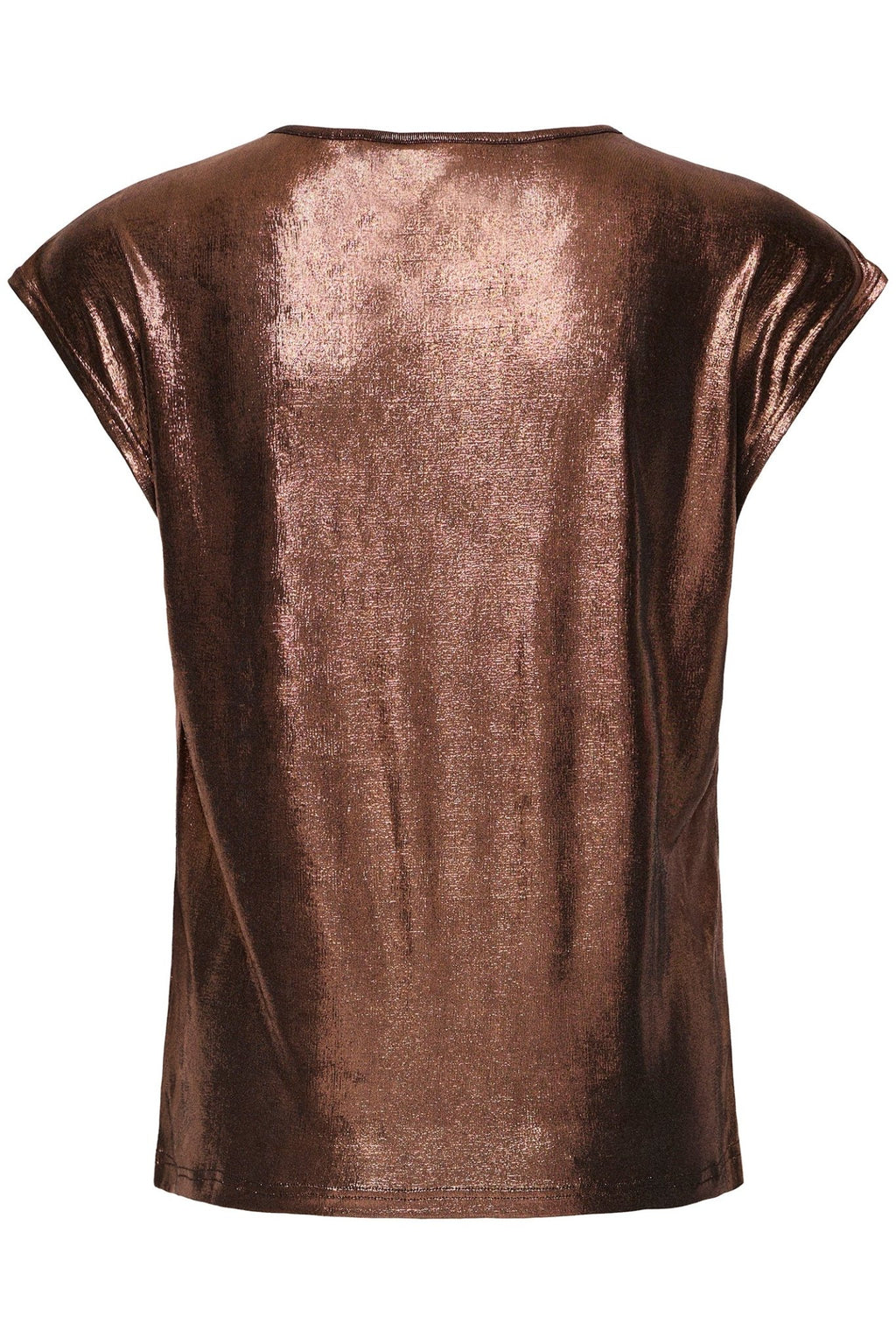 Fransa 20615117 FRFRANNY Metallic Copper Cap Sleeve Top - Dotique - Fransa