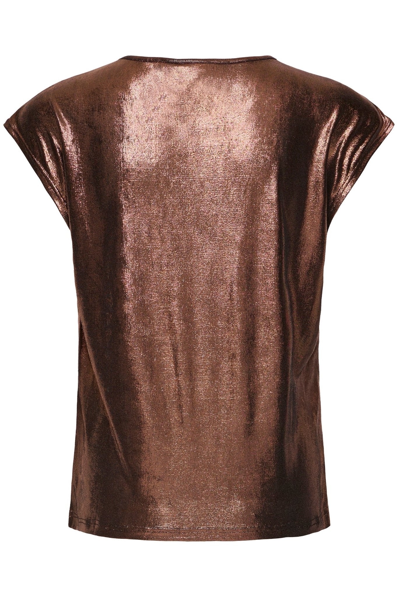 Fransa 20615117 FRFRANNY Metallic Copper Cap Sleeve Top - Dotique - Fransa