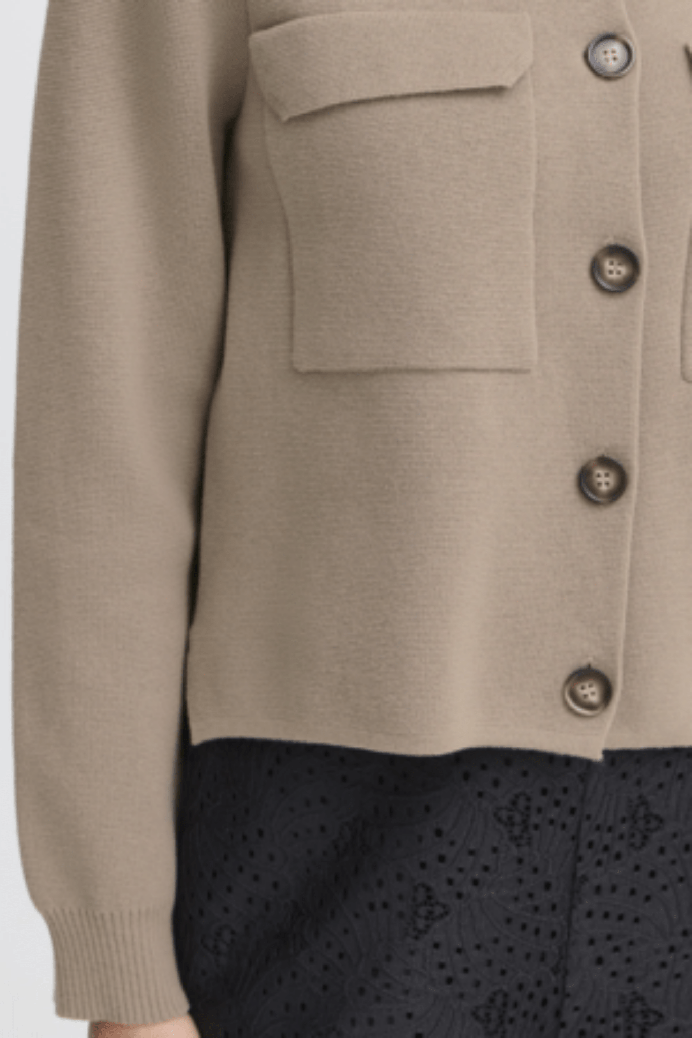 Fransa 20615499 FRITA Desert Taupe Cardigan - Dotique - Fransa