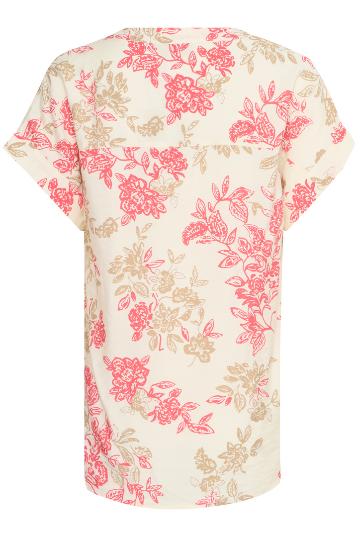 Fransa 20615566 FRTINE BL 2 Whisper White with Teaberry Floral Blouse