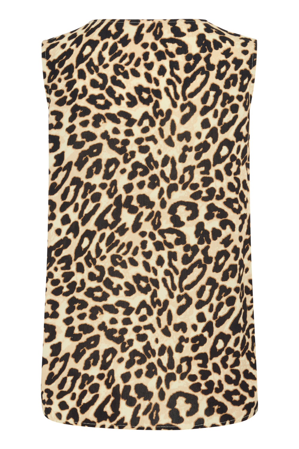 Fransa 20615604 FREASE Top 1 Sleeveless Top with Button Front Brown Leopard Art