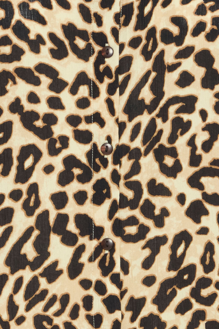 Fransa 20615604 FREASE Top 1 Sleeveless Top with Button Front Brown Leopard Art