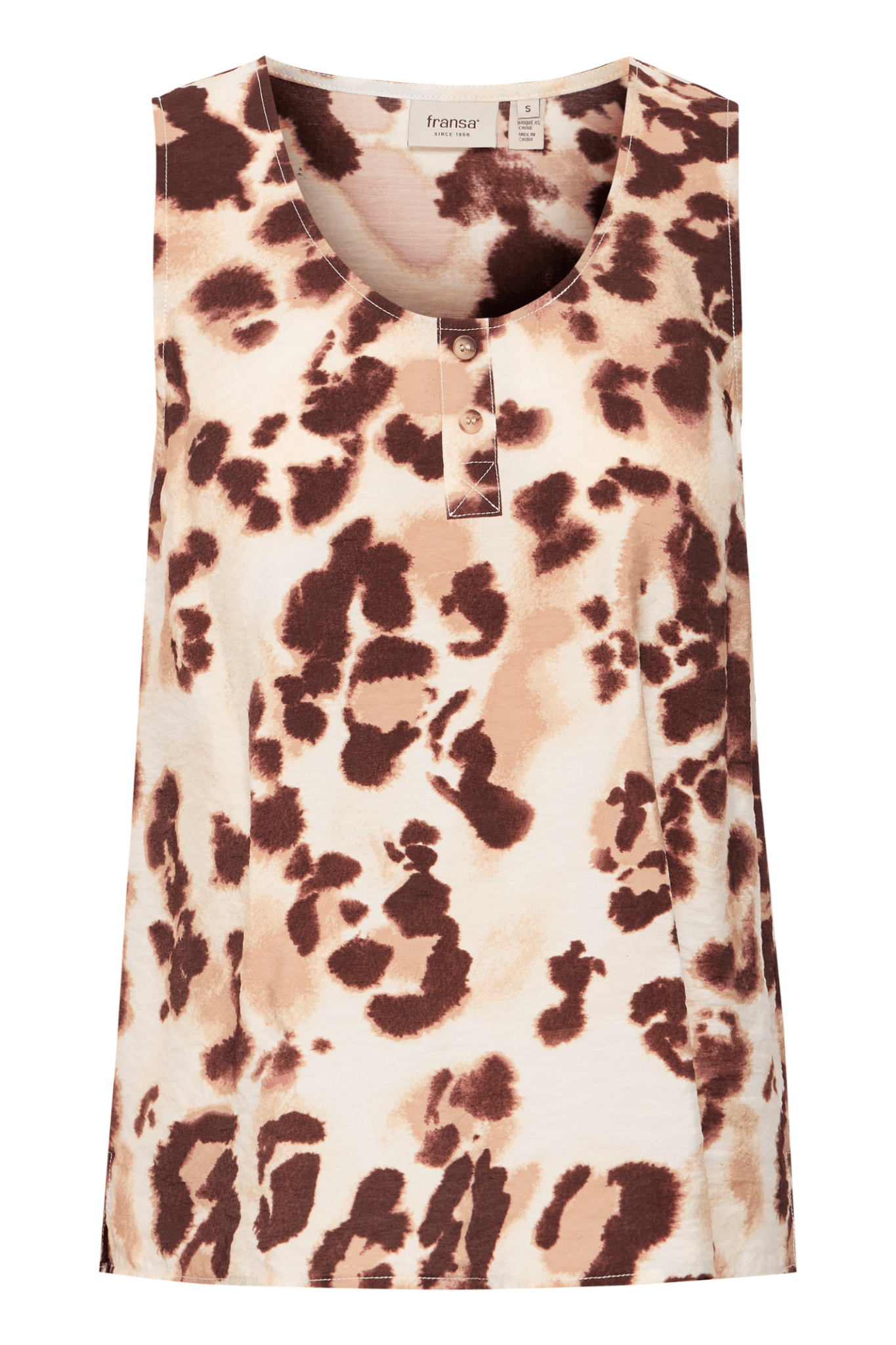 Fransa 20615622 FRLEONA TOP 1 Sleeveless Top Brown Leopard Art - Dotique